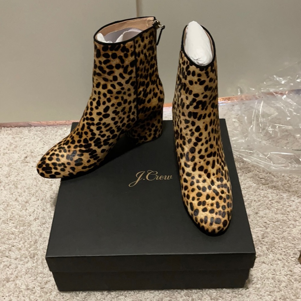 J. Crew cheetah print booties. Brand new in box